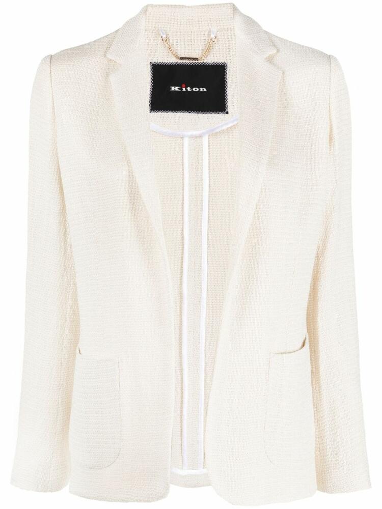 Kiton pinstripe-print wool blazer - Neutrals Cover