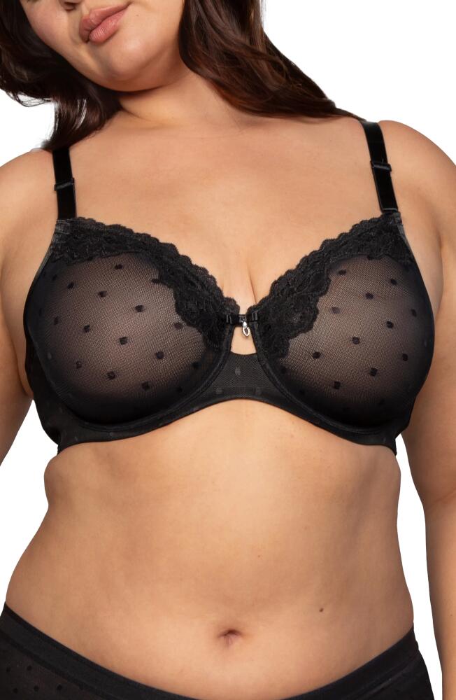 Curvy Couture Sheer Whisper Full Coverage Unlined Underwire Bra in Onyx Cover