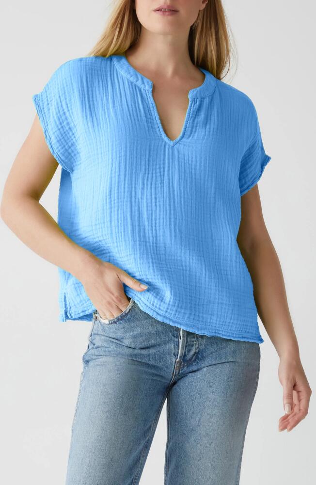 Michael Stars Naomi Split Neck Gauze Top in Saltwater Cover