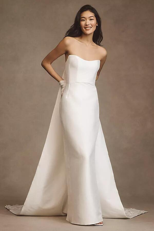 Jenny by Jenny Yoo Catalina Strapless Cape Gown Cover