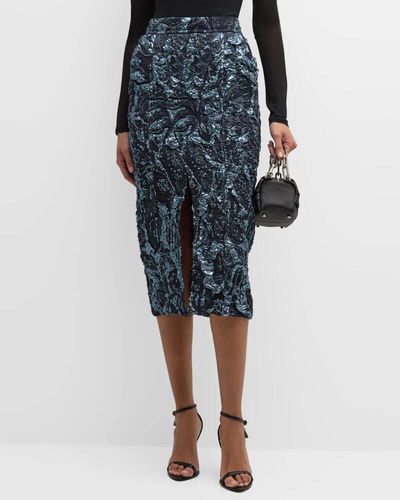 Jason Wu Collection Metallic Marine Jacquard Midi Skirt Cover