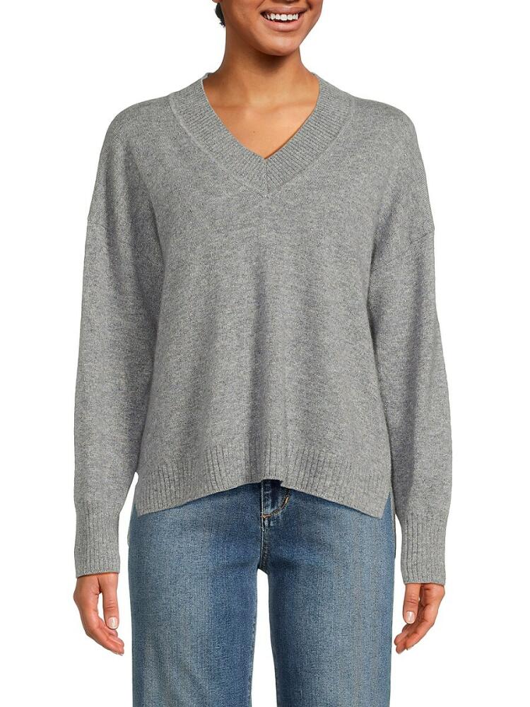 Design 365 Women's Slouchy V-Neck Cashmere Sweater - Monument Cover