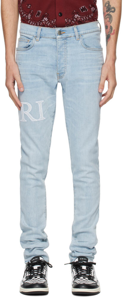 AMIRI Blue Bandana Jacquard Logo Jeans Cover