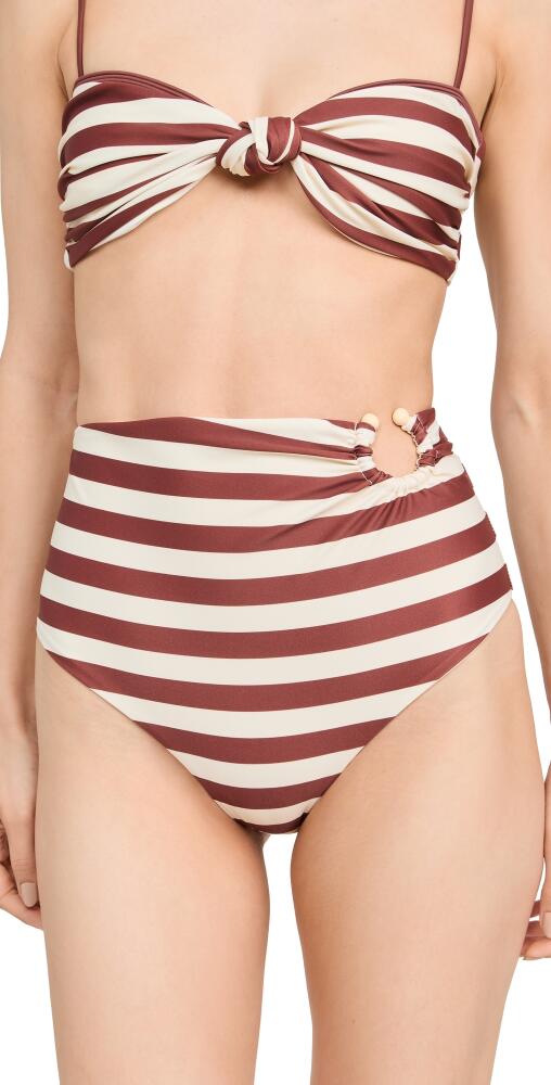 Johanna Ortiz Ecru Marsala Barbasco Bikini Bottoms Swimsuit Stripes Ecru/Marsala Cover