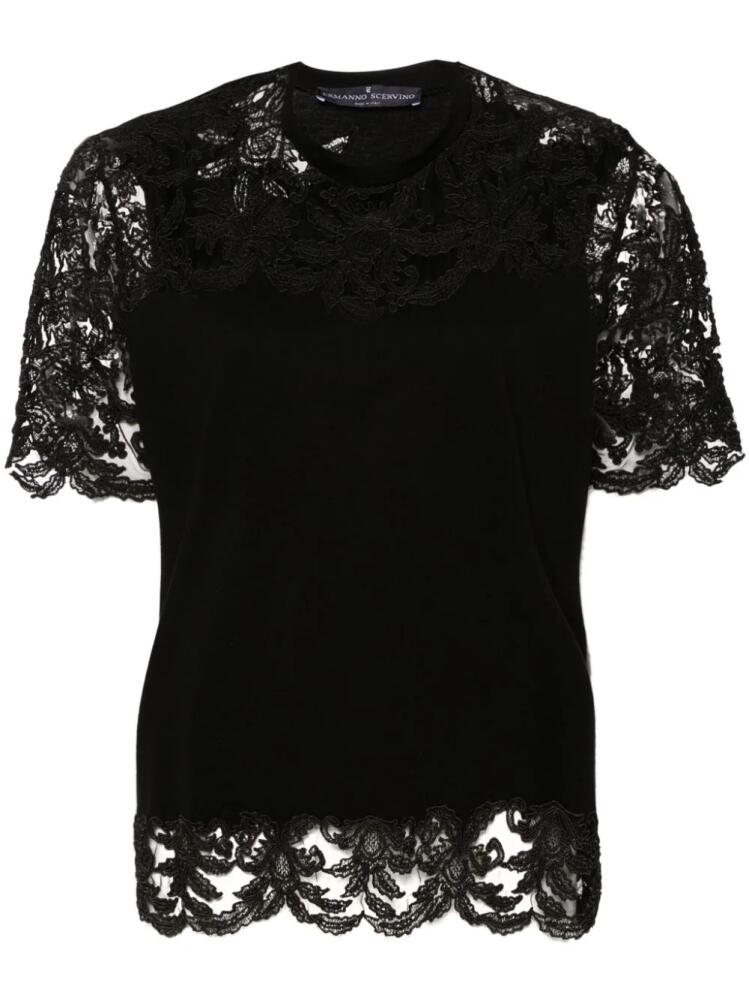 Ermanno Scervino lace-panels cotton T-shirt - Black Cover