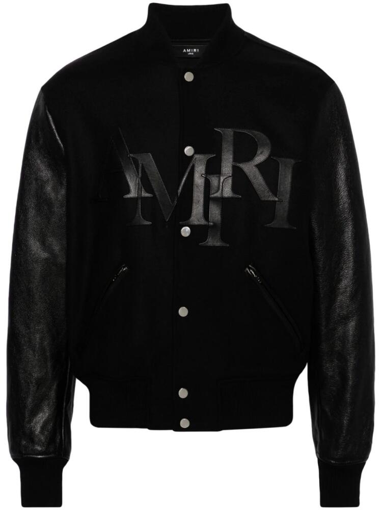 AMIRI Staggered logo varsity jacket - Black Cover