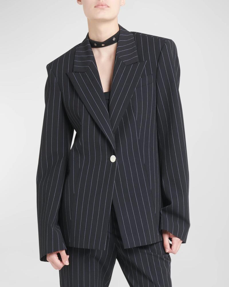 The Attico Pinstripe Single-Breasted Blazer Jacket Cover