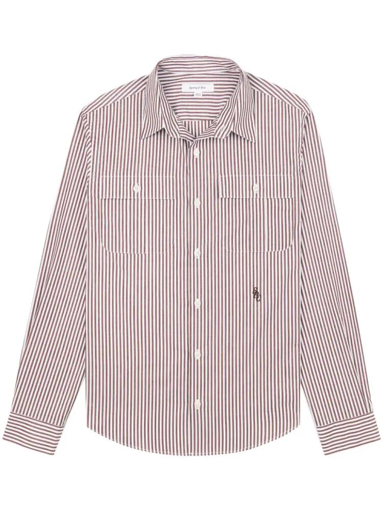 Sporty & Rich SRC Utility stripe-print cotton shirt - Brown Cover