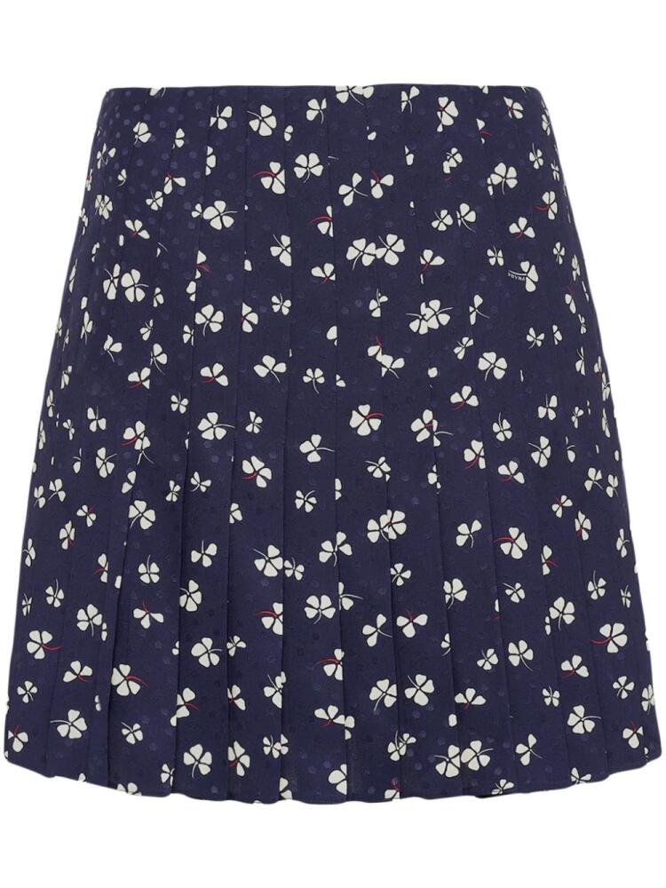 Prada floral-jacquard pleated mini skirt - Blue Cover