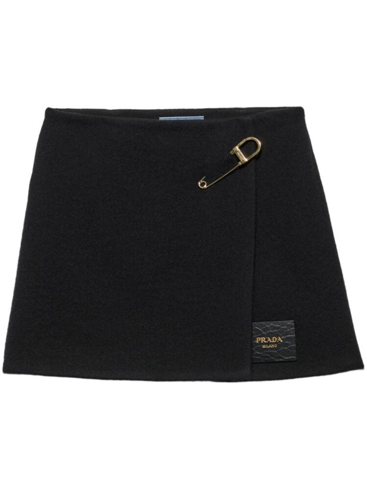 Prada logo-patch twill mini skirt - Black Cover