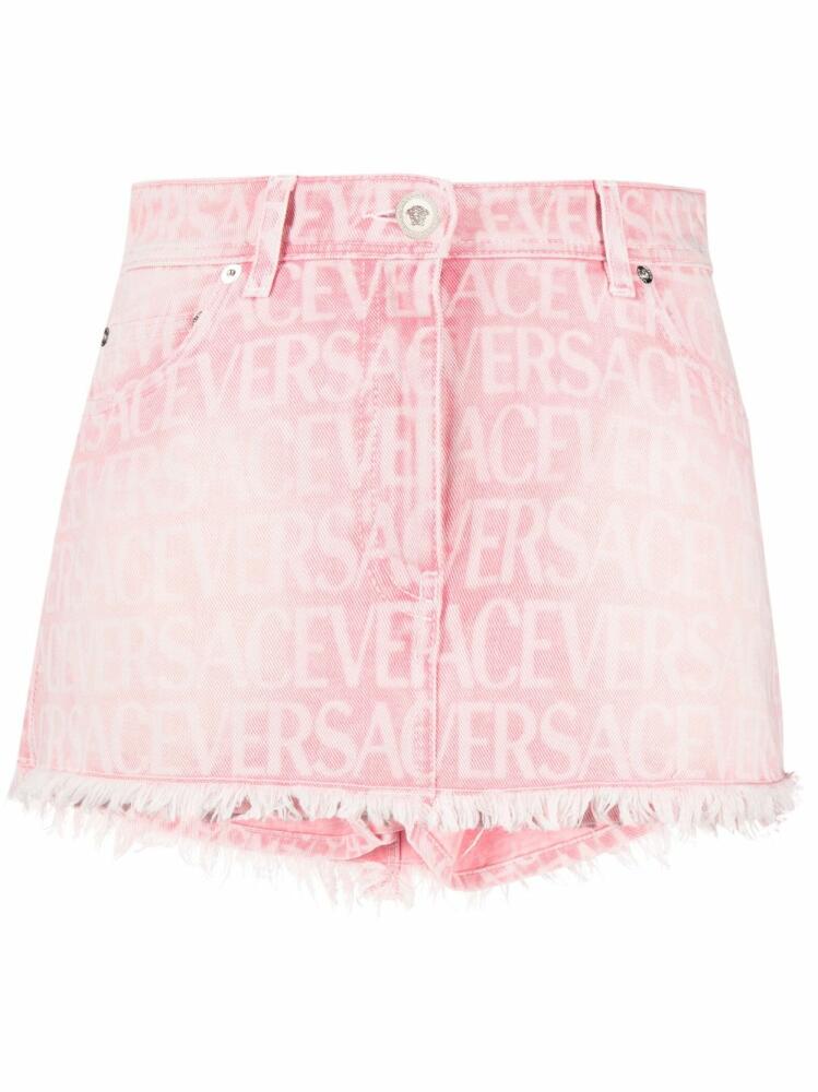 Versace monogram-jacquard denim miniskirt - Pink Cover