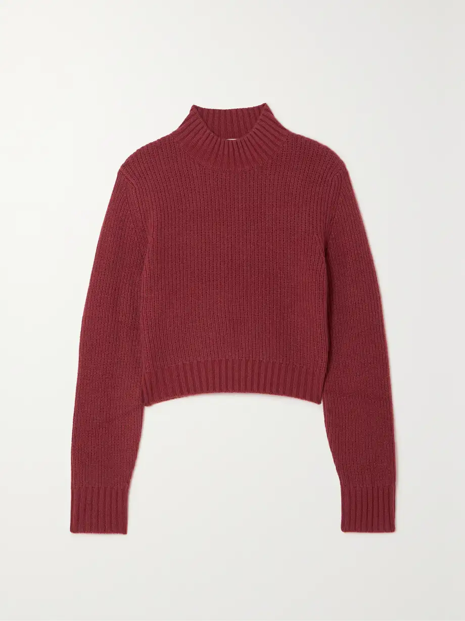 Le Kasha - Chiba Cropped Ribbed Organic Cashmere Sweater - Red Cover