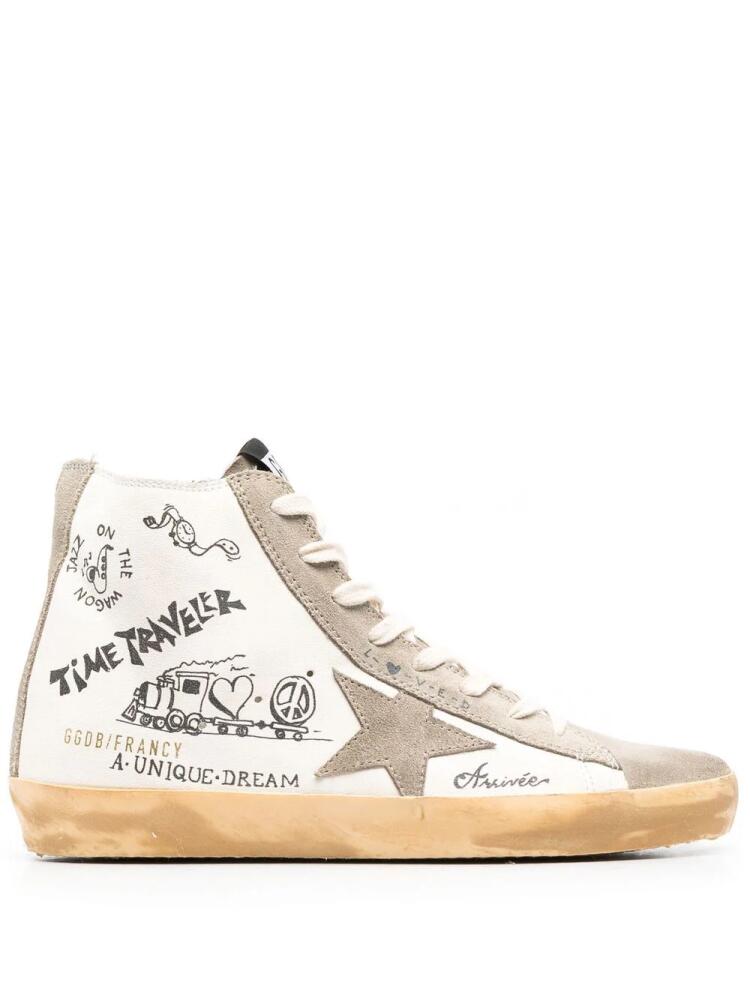 Golden Goose Francy Journey-print high-top sneakers - White Cover