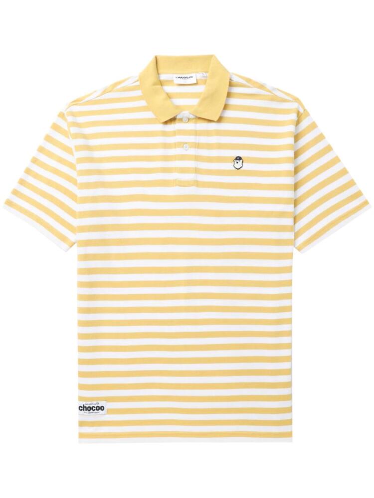 CHOCOOLATE striped cotton polo shirt - Yellow Cover