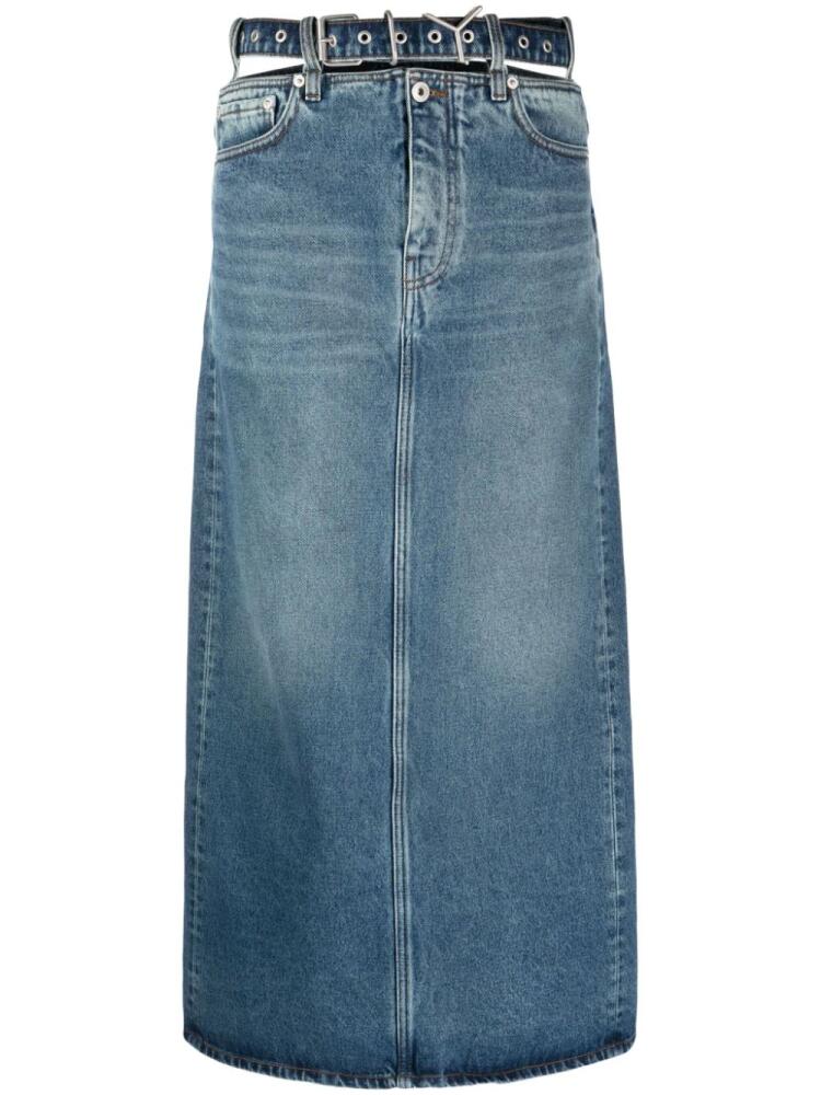 Y/Project belted organic-cotton denim skirt - Blue Cover