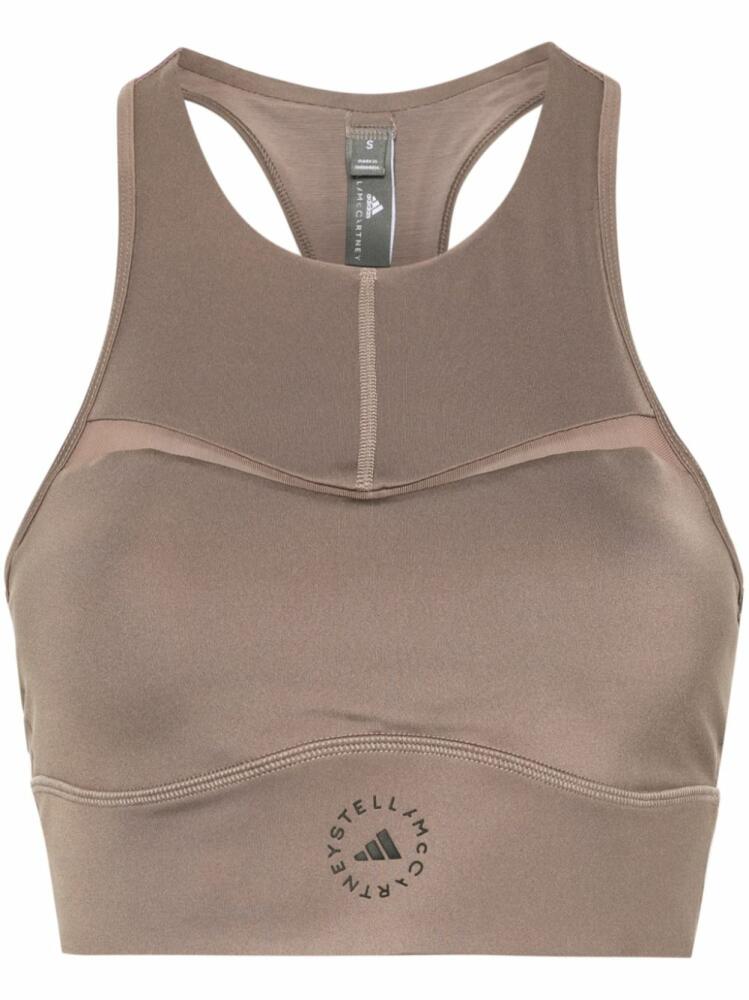 adidas by Stella McCartney logo-print racerback sports bra - Brown Cover