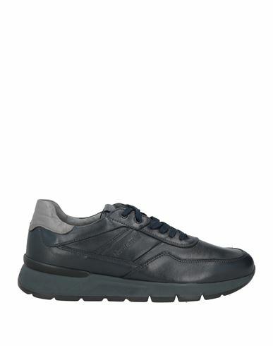 Nero Giardini Man Sneakers Navy blue Leather Cover