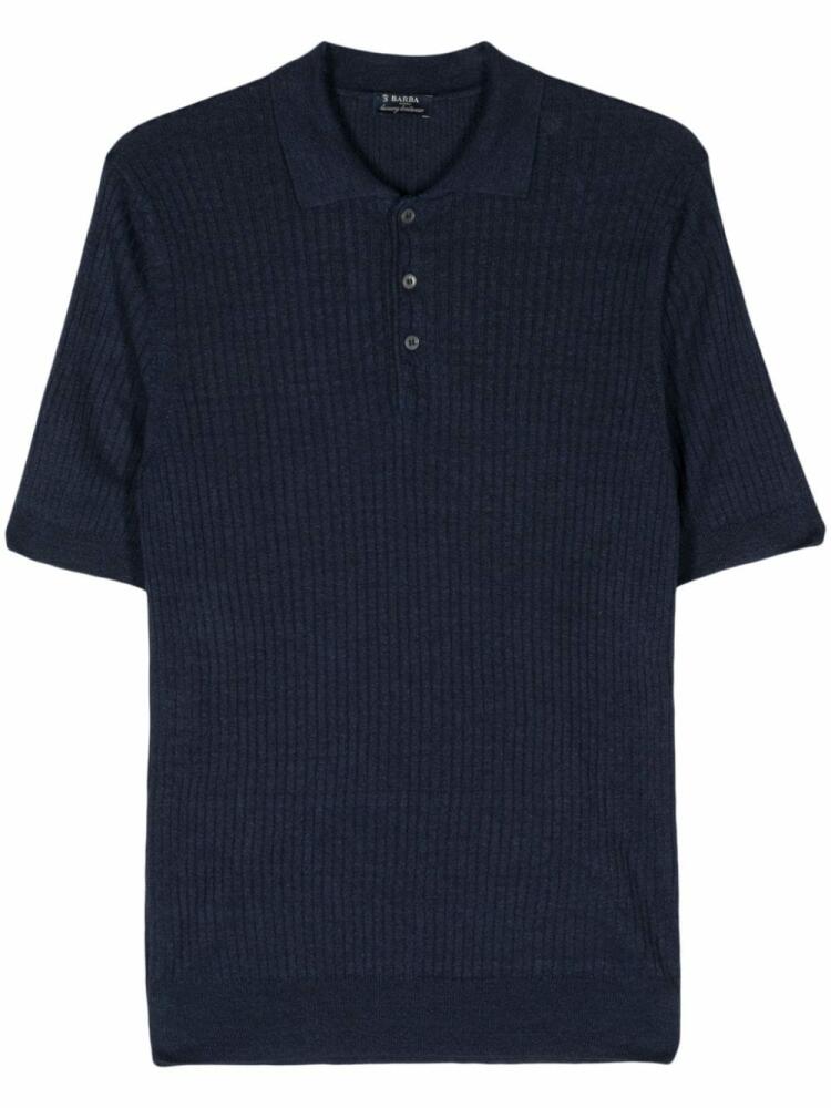 Barba ribbed-knit polo shirt - Blue Cover