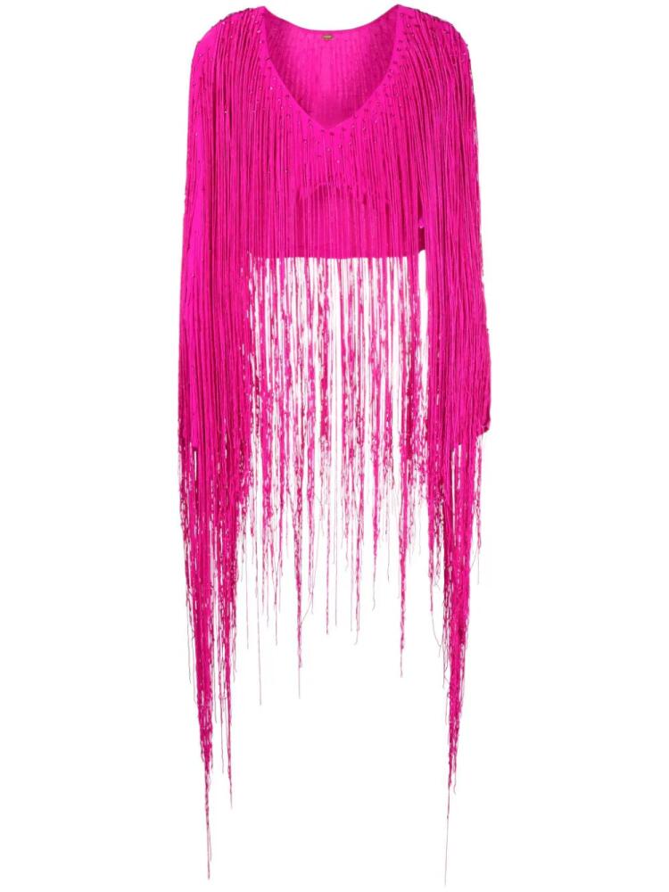 Cult Gaia Lorena fringed cropped top - Pink Cover