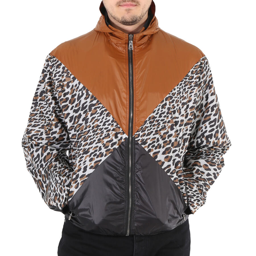 Roberto Cavalli Mens Leopard Print Windbreaker Track Jacket Cover