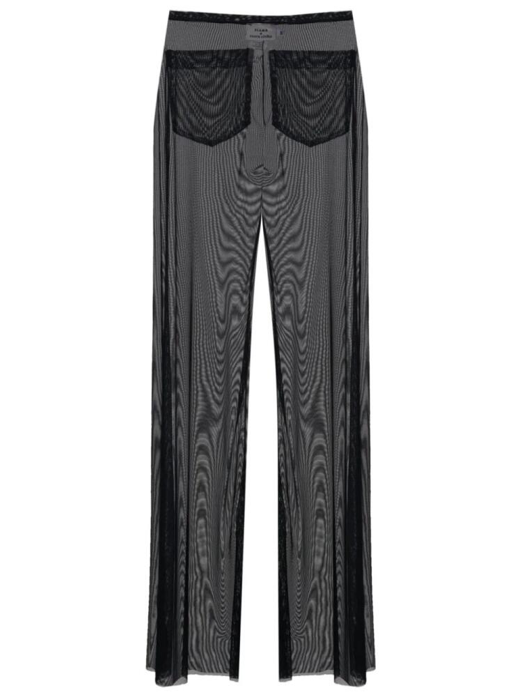 Amir Slama sheer ruffled-trim trousers - Black Cover