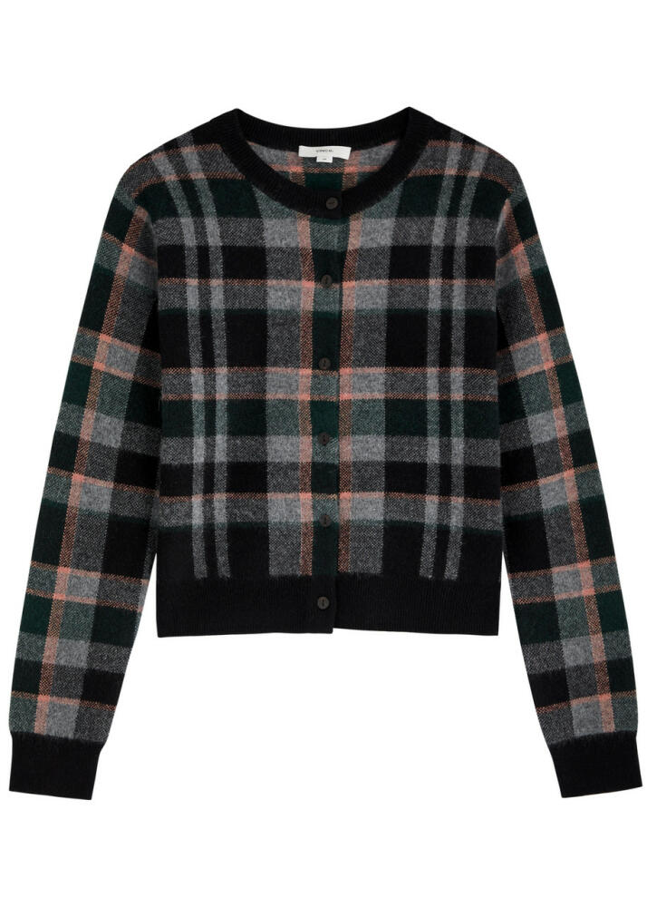 Vince Checked-intarsia Cashmere Cardigan - Black Cover