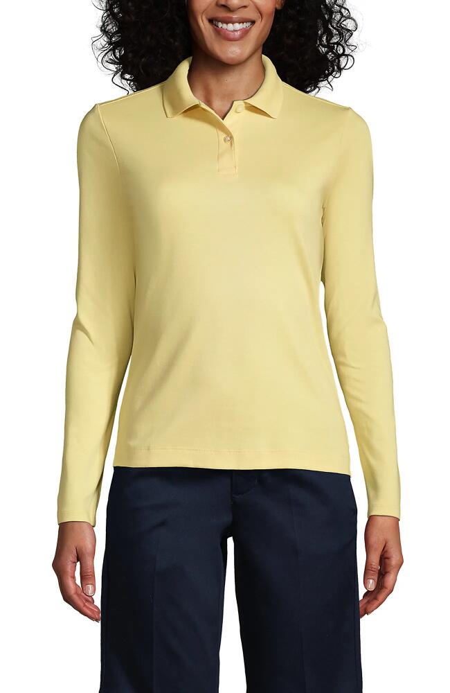 Lands' End School Uniform Long Sleeve Feminine Fit Interlock Polo Shirt in Maize Cover