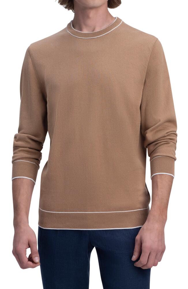 Bugatchi Crewneck Cotton Blend Sweater in Caramel Cover