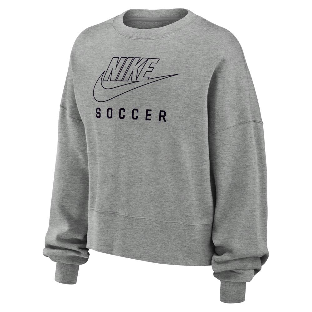 Nike Women's Phoenix Fleece Soccer Crew-Neck Sweatshirt in Grey Cover