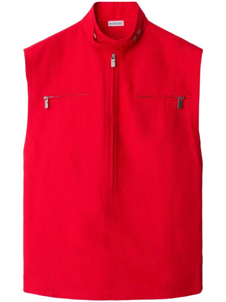 Burberry half-zip canvas tank top - Red Cover