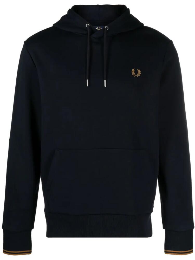 Fred Perry logo-print drawstring hoodie - Blue Cover