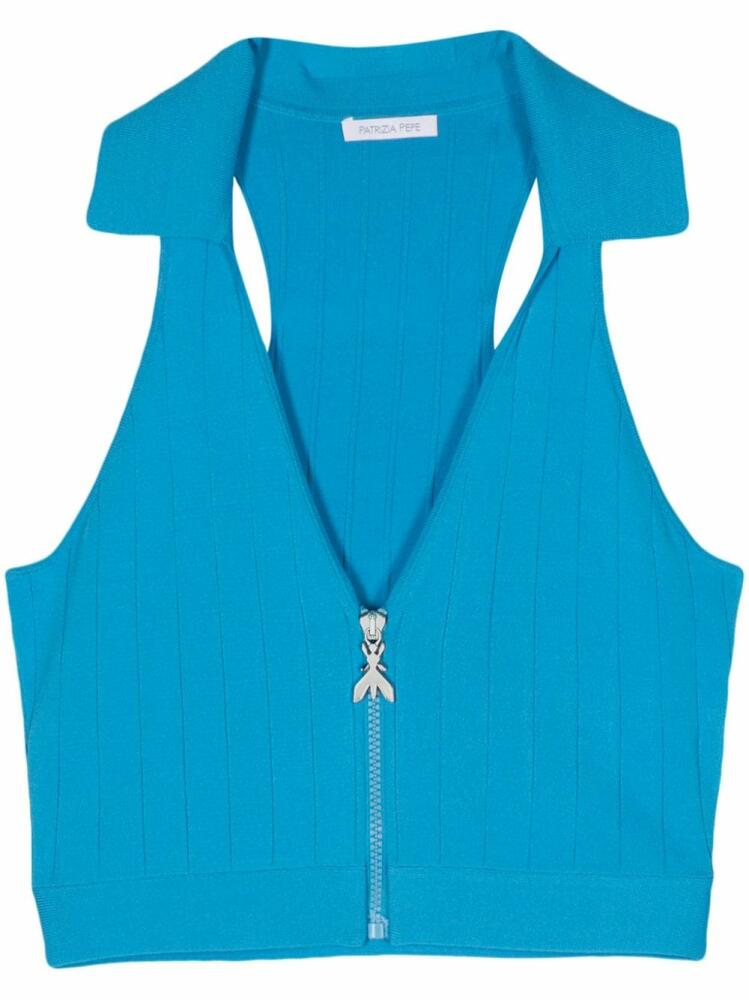 Patrizia Pepe ribbed zip-up tank top - Blue Cover