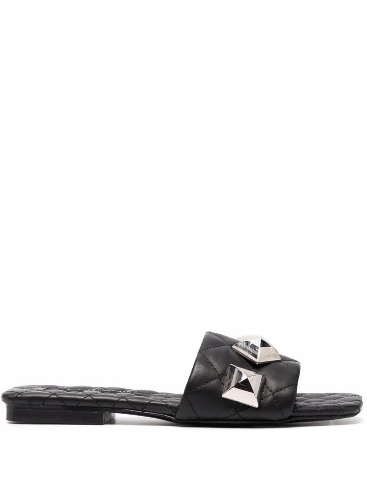 Philipp Plein flat studded matelassè sandals - Black Cover