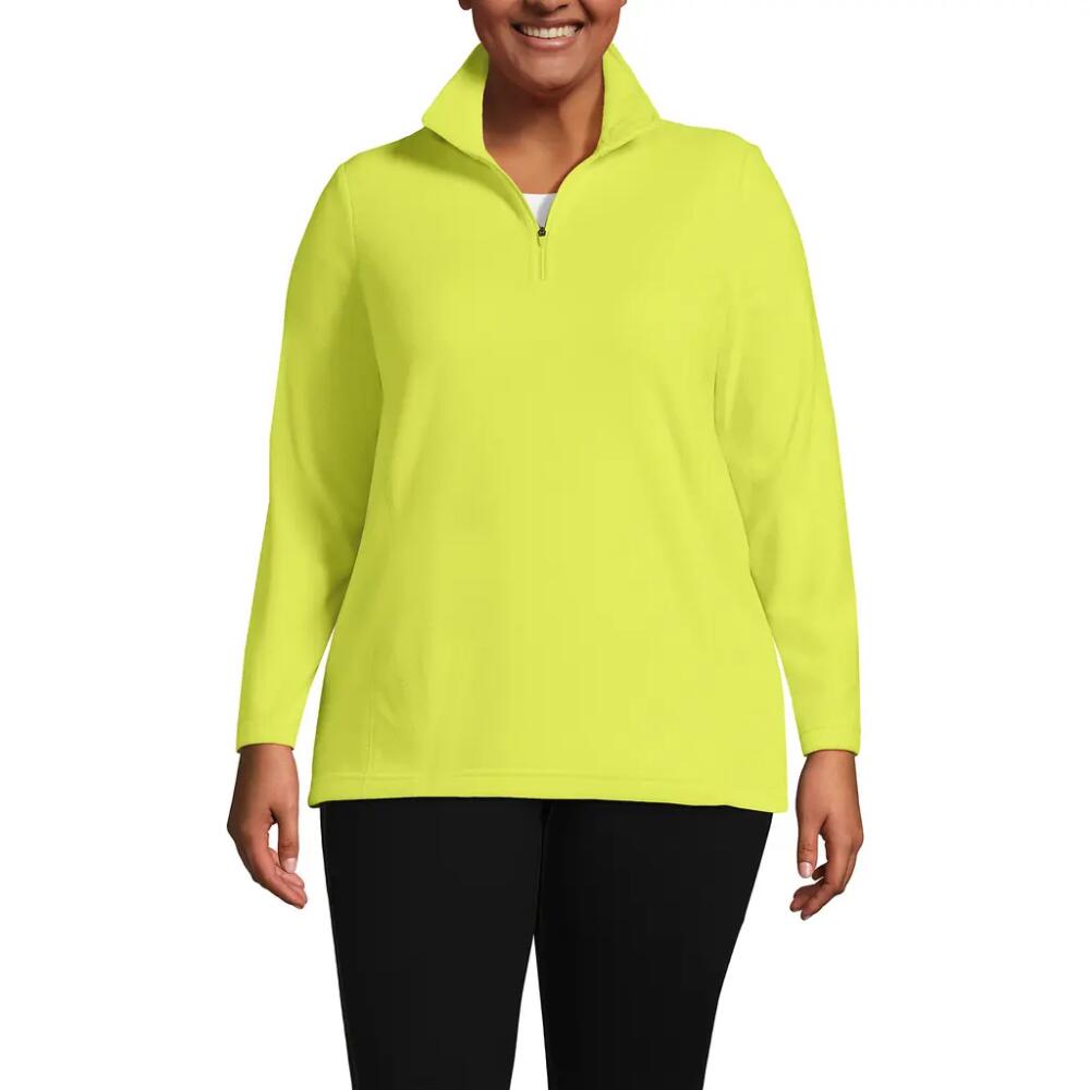 Lands' End Plus Size Anyweather Fleece Quarter Zip Pullover in Sunlight Lime Cover