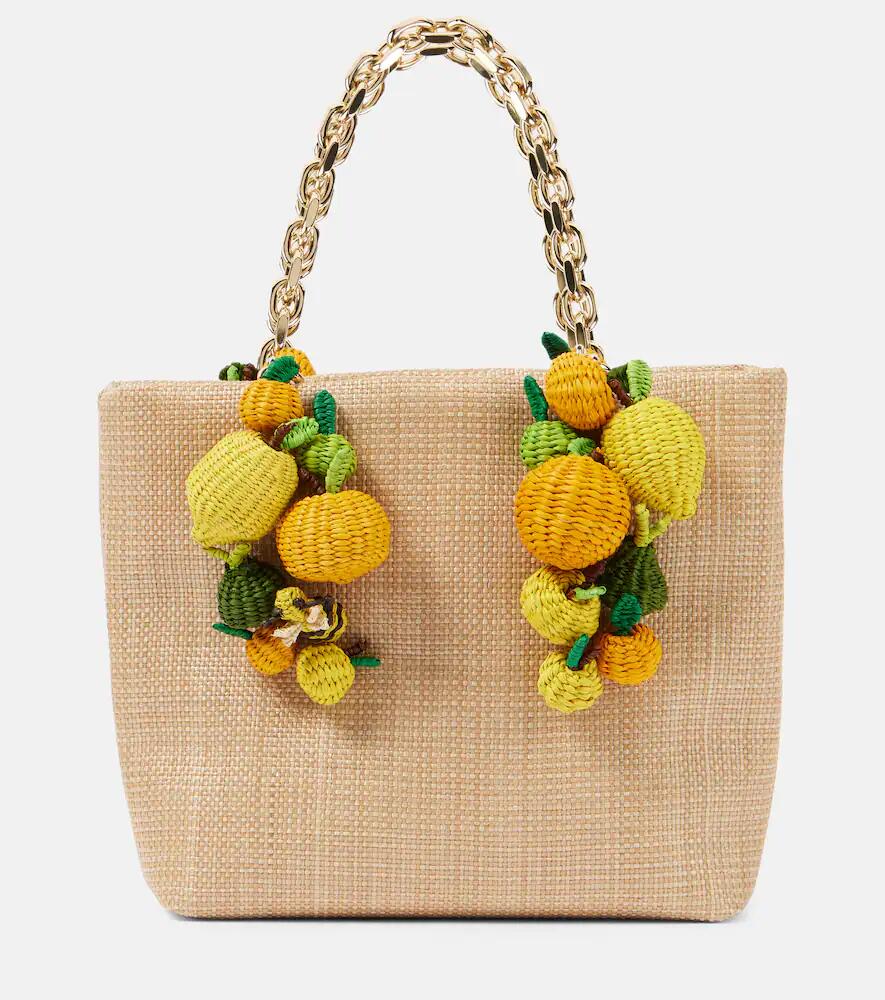 Aquazzura Citrus Punch Mini raffia-effect tote bag Cover