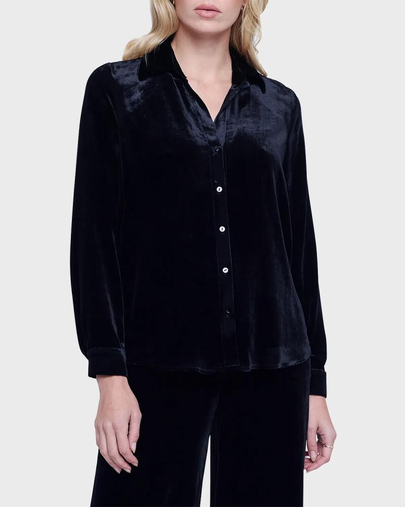 L'Agence Argo Velvet Button-Front Blouse Cover