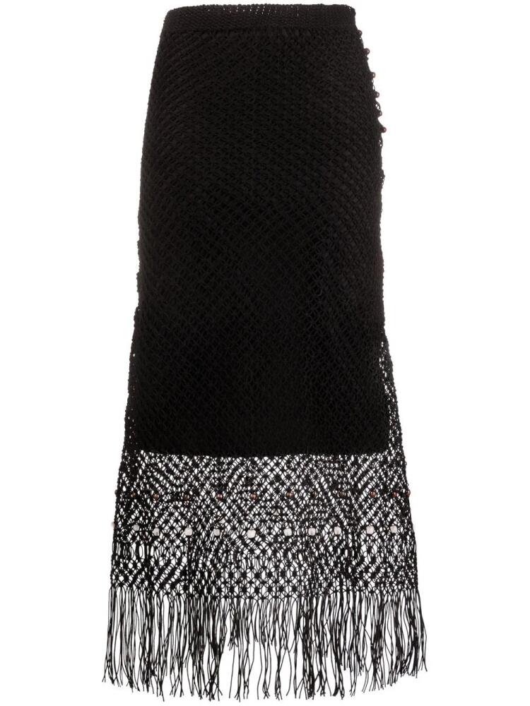 Wales Bonner Horizon Macramé fringed skirt - Black Cover