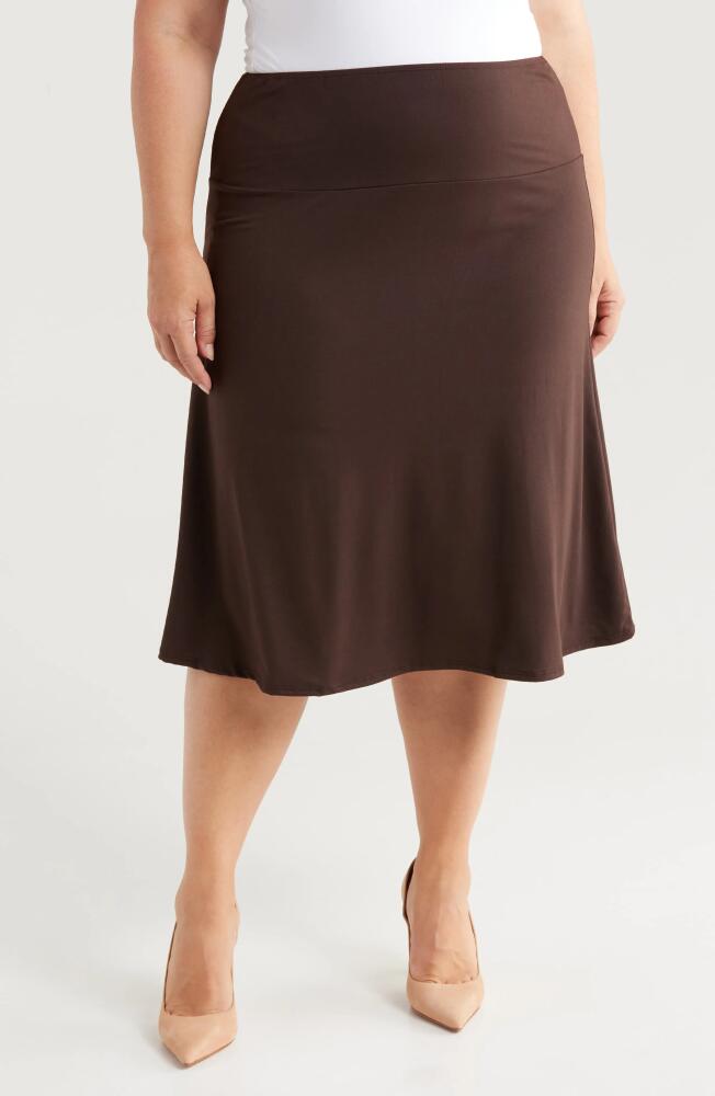 24seven Comfort Apparel A-Line Skirt in Brown Cover