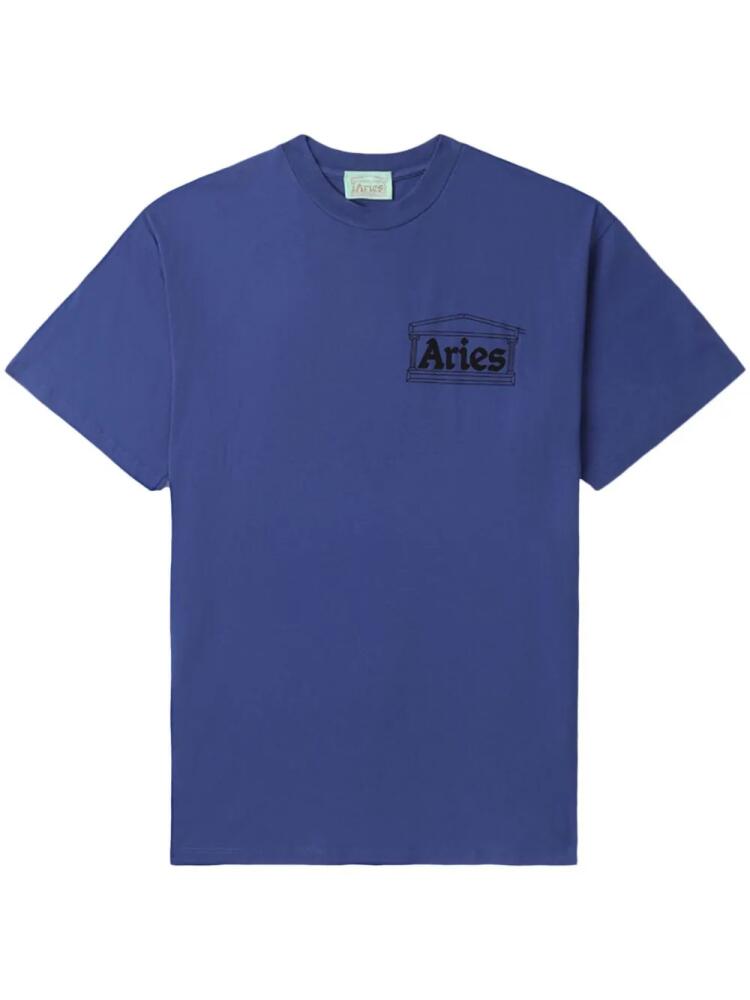 Aries logo-print short-sleeved T-shirt - Blue Cover