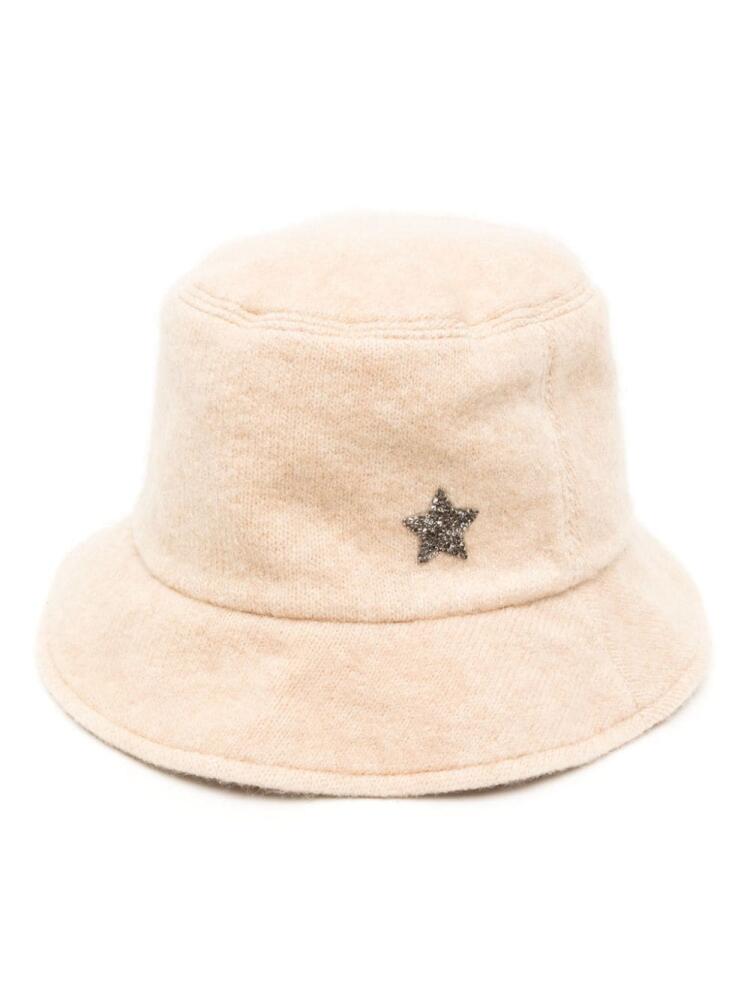 Lorena Antoniazzi star-patch fleece bucket hat - Neutrals Cover