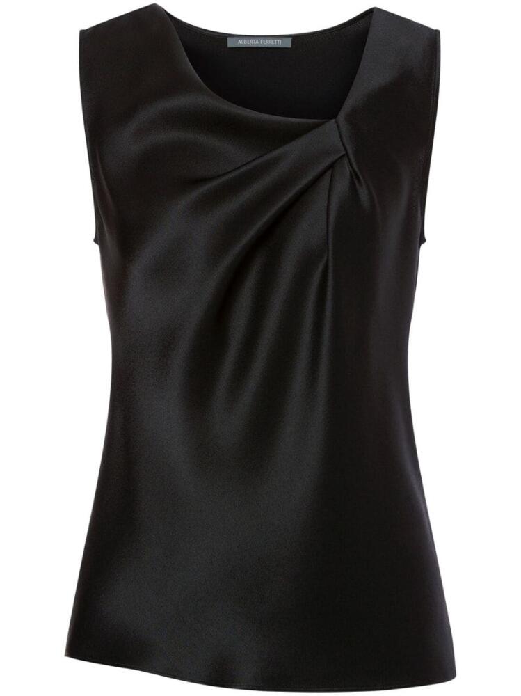 Alberta Ferretti sleeveless gathered satin blouse - Black Cover