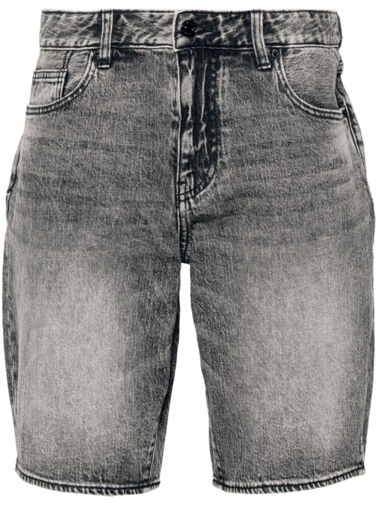 Armani Exchange bleach-effect denim shorts - Grey Cover