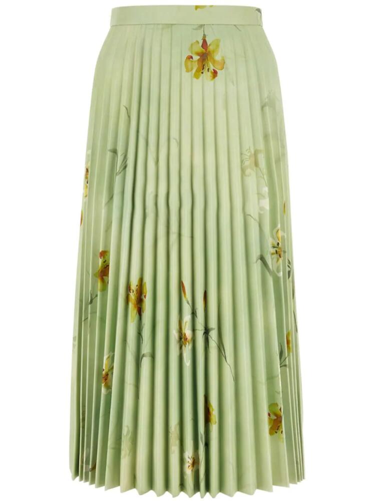 Balenciaga floral-print pleated midi skirt - Green Cover