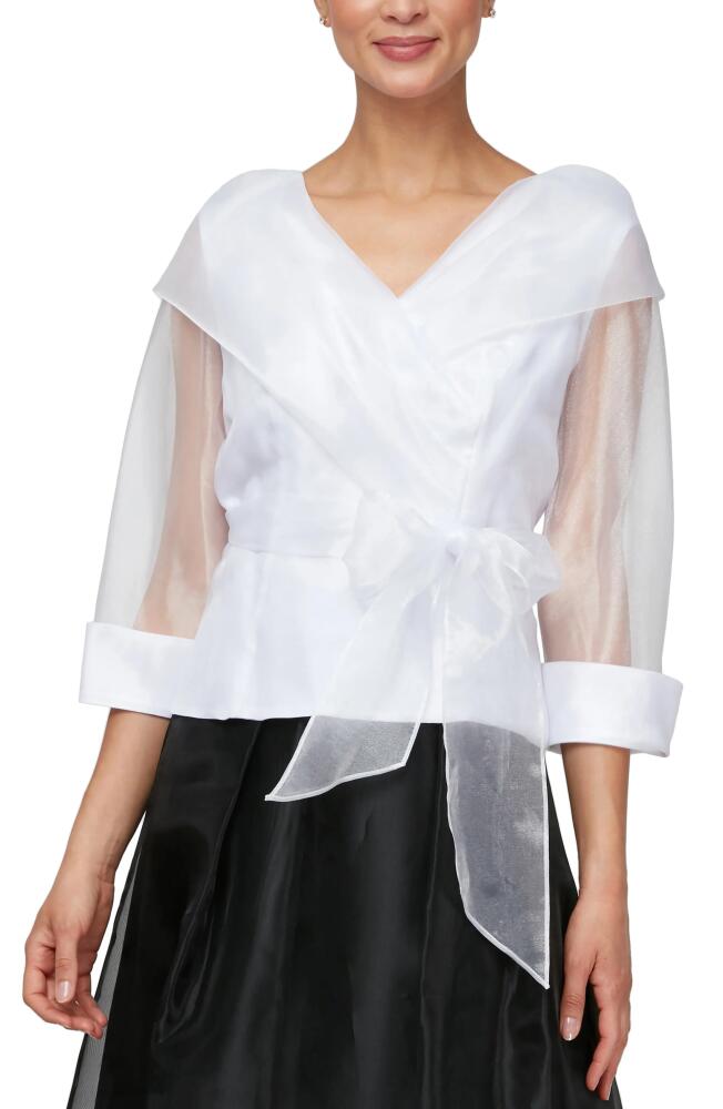 Alex Evenings Portrait Collar Organza Top in White Cover