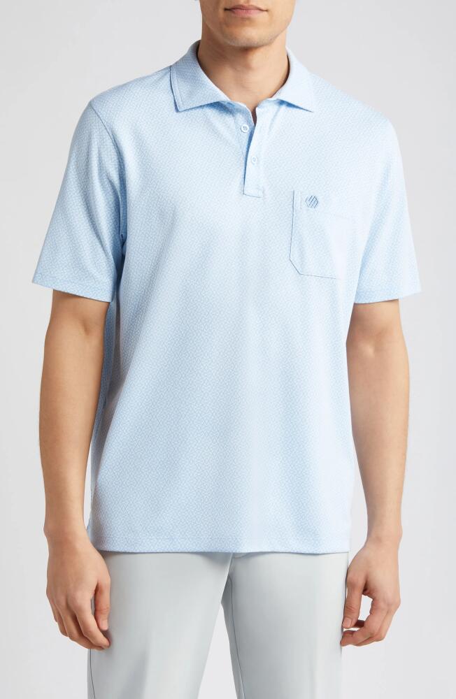 Johnston & Murphy XC4 Geo Pattern Performance Pocket Polo in Light Blue/white Cover