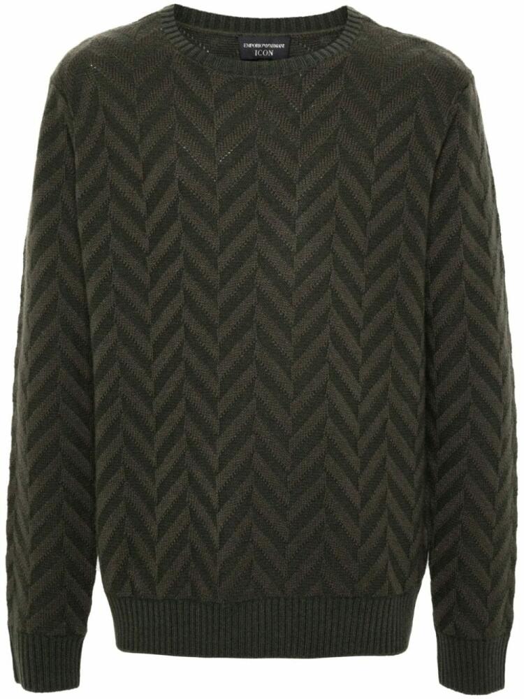 Emporio Armani herringbone-pattern sweater - Green Cover