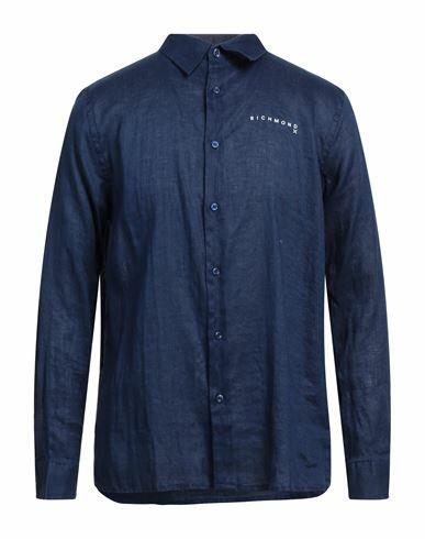 Richmond X Man Shirt Navy blue Linen Cover