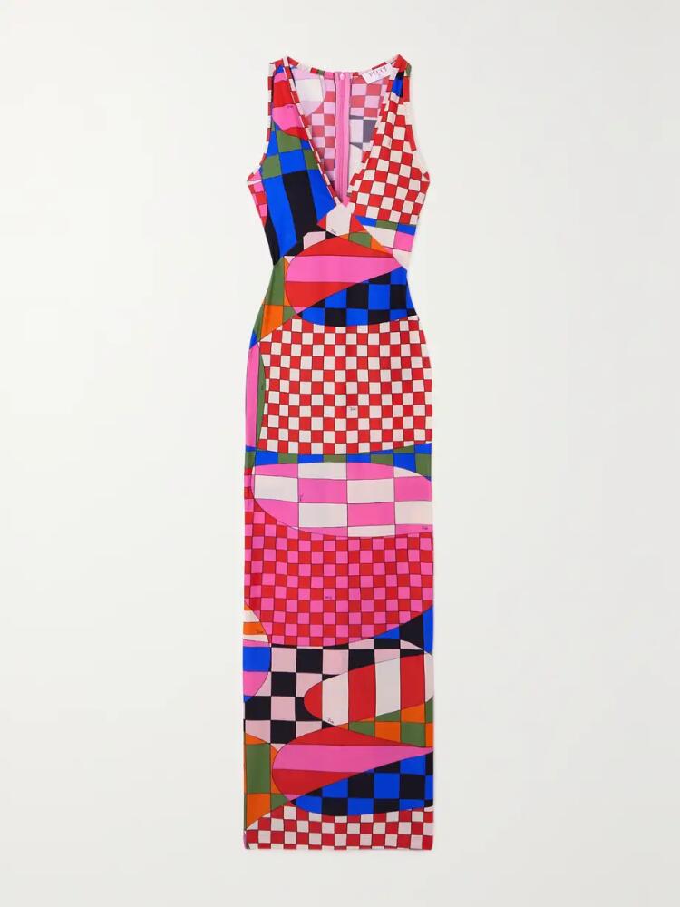 PUCCI - Printed Stretch-jersey Maxi Dress - Pink Cover