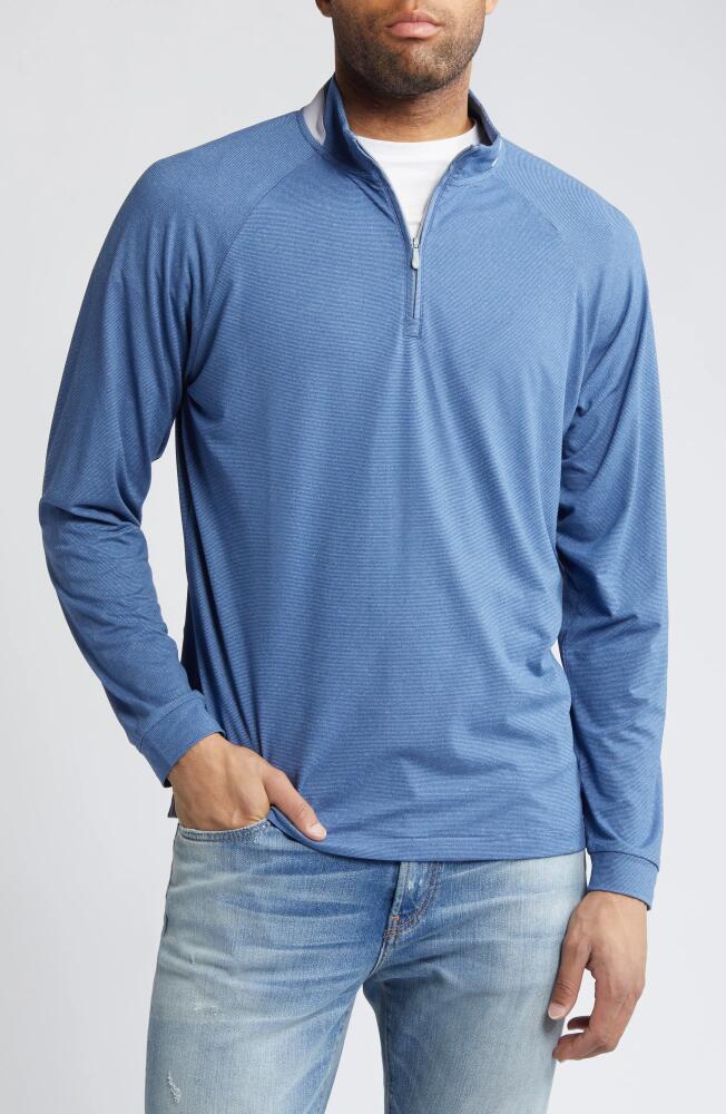 johnnie-O Steffen Pinstripe Half Zip Performance Pullover in Lake Cover