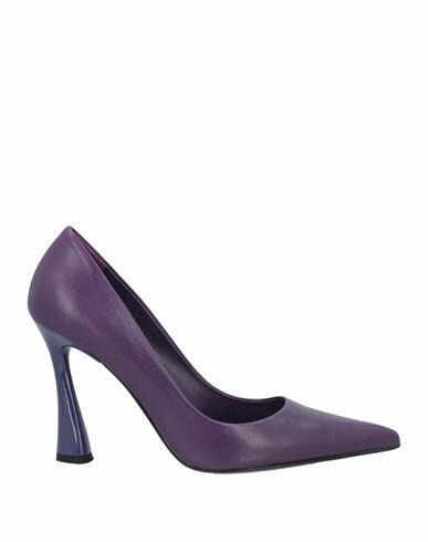 Eddy Daniele Woman Pumps Dark purple Leather Cover